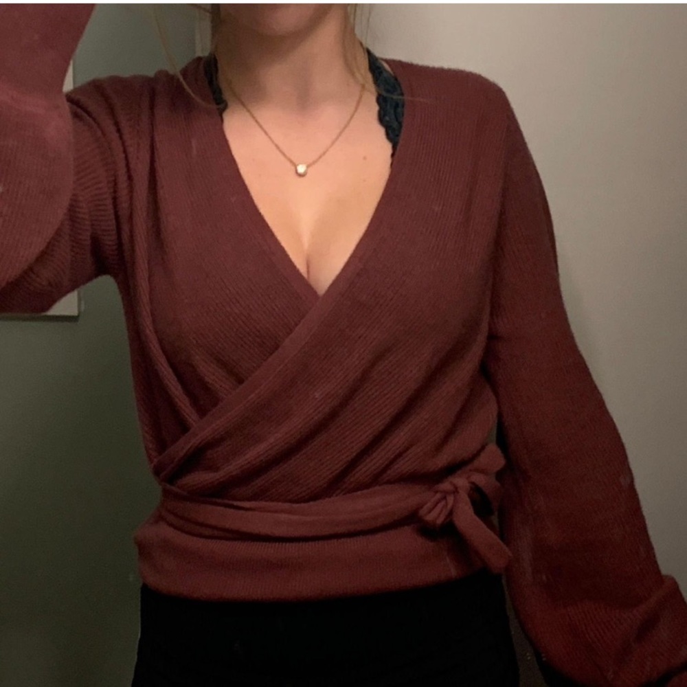 Express ribbed wrap sweater